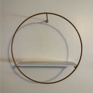 Metal Hoop Wall Shelf in Gold Finish - Home Wall Decor